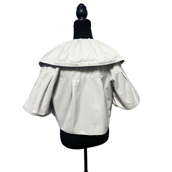 ELLE White Cropped Jacket With Puffy Sleeves & Zipper OFFICE ATTIRE WORKATTIRE - Picture 8 of 12
